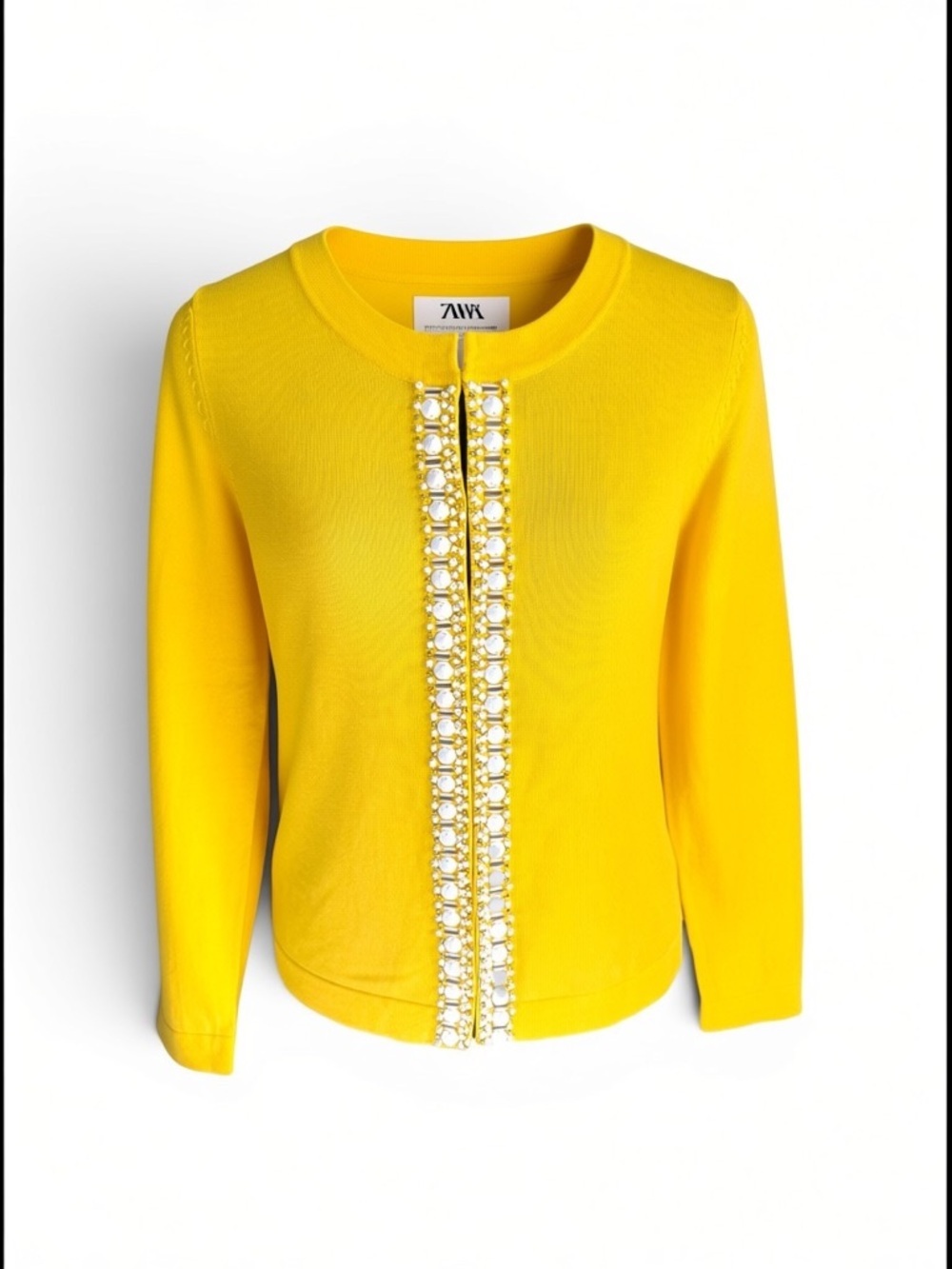 Banana republic Yellow Jewel-Trim Crewneck Cardigan